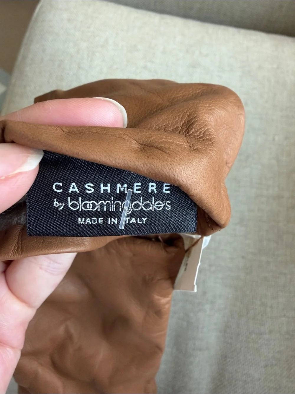 Bloomingdale's Brown Leather Long Gloves